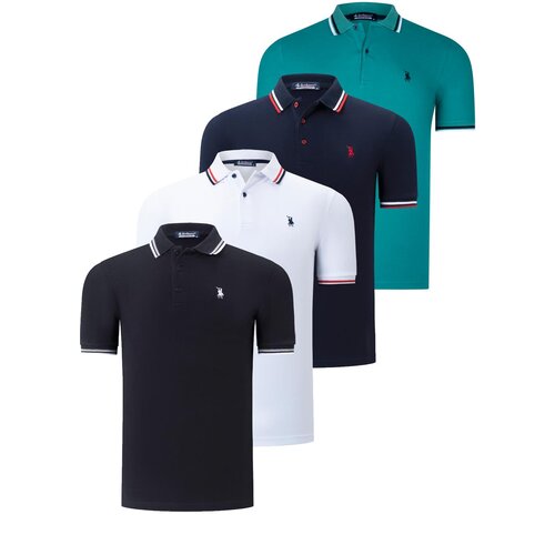 Dewberry QUAD SET T8594 MENS T-SHIRT-BLACK-WHITE-NAVY-GREEN Slike