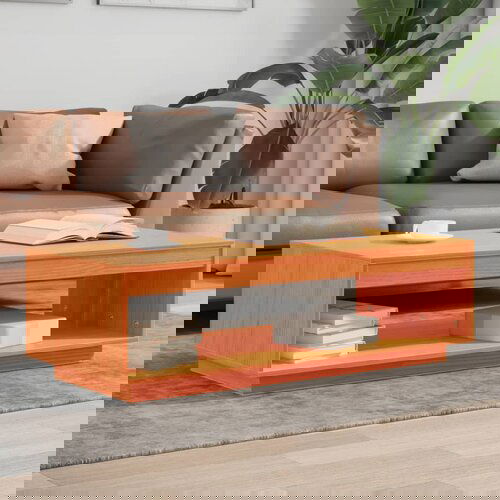 Furnova Klubska mizica vo&amp;scaron;čeno rjava 110x50x33,5 cm trdna borovina, (21914556) Slike