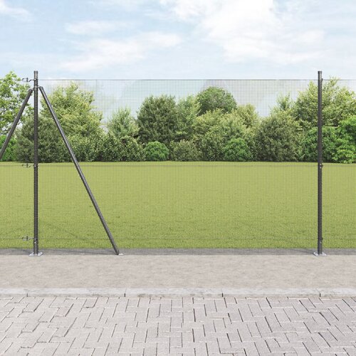 VidaXL varjena žična ograja z 13 stebrički z ravno osnovo Siva 1.4x50 m Jeklo Slike