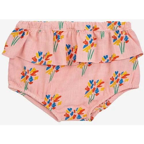 Bobo Choses Kratke hlače za dojenčke iz lanene mešanice roza barva