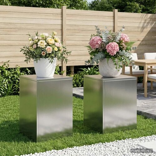  Stalak za biljke 2 pcs Srebrna 30 x 30 x 40 cm Nehrđajući čelik - Pocinčani čelik 2x (30 x 30 x 40 cm) Cijene