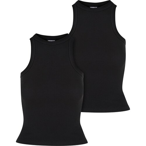 UC Ladies Women&amp;#039;s Racer Back Rib Tank Top - 2 Pack Black+Black Slike