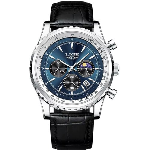 LIGE Ura RE-42013 - Črna / Srebrna / Modra Cene
