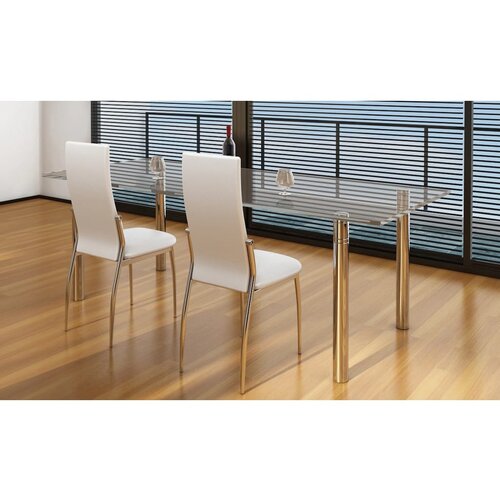 The Living Store Jedilni stol 2 kosa belo umetno usnje - Jedilni Stol, (21420202) Slike