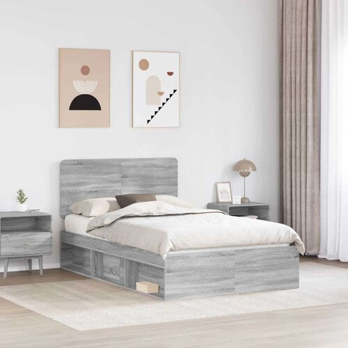  Okvir za krevet s uzglavljem Siva Sonoma 120 x 190 cm Slike