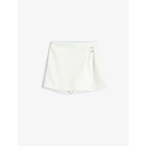 Koton Shorts Skirt Elastic Waist Double Breasted Textured Buckle Detail
