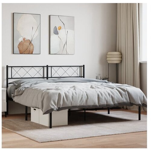 VidaXL Kovinski posteljni okvir z vzglavjem črn 120x190 cm Slike