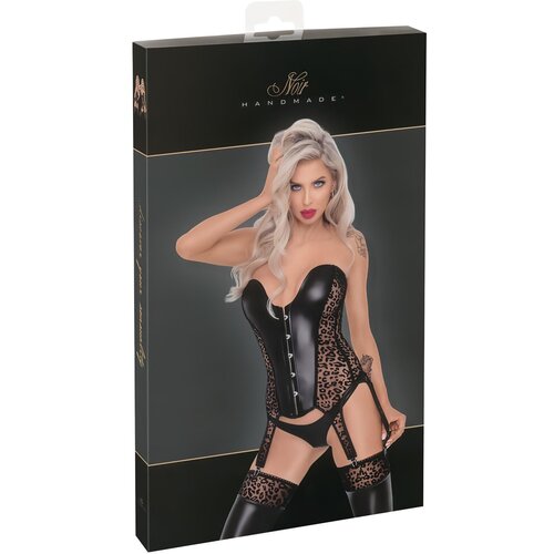 Noir Handmade Cami Suspender Power Wet Look and Leo Velvet 2611457 Black XL Cene