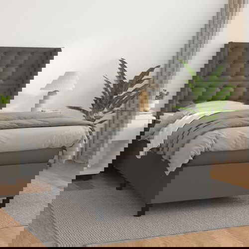 The Living Store Box spring postelja z vzmetnico siva 90x200 cm umetno usnje - Box Spring Postelja, (21438422) Slike