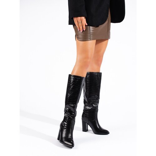 SHELOVET Women's black high-heeled boots Slike