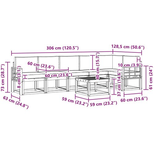 Set vanjskih sofa 7 kom. Bijela i krem Poliester Smeđa 59 x 59 x 37 cm Slike