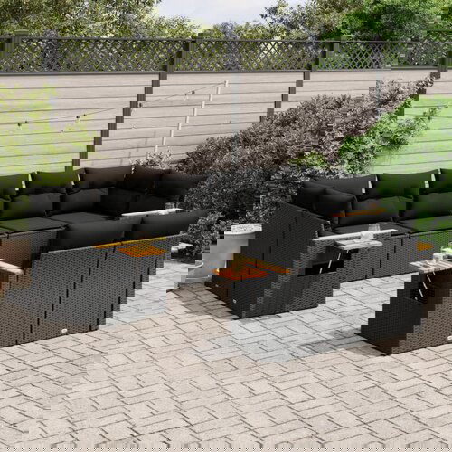 vidaXL 9-dijelni set vrtnih sofa s jastucima crni od poliratana Cijene