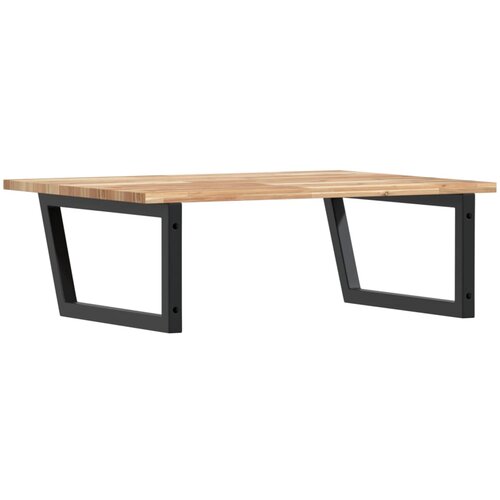  Zidna polica za umivaonik od čelika i masivnog bagremovog drva Smeđa 80 x 60 x 2 cm Slike
