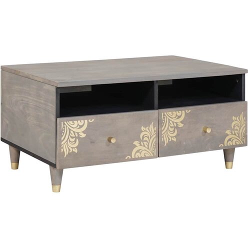 vidaXL Klubska miza s predalom Siva 80 x 54 x 40 cm trden mangov les Cene