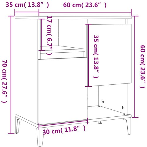  Komode 3 kom boja hrasta 60 x 35 x 70 cm od konstruiranog drva Slike