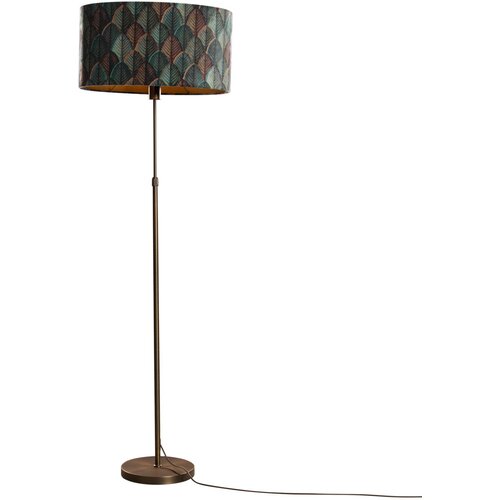 QAZQA Vloerlamp brons met ovale velours kap blad design 50cm - Parte Cene