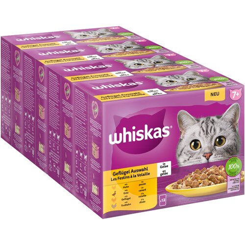  Varčno pakiranje Whiskas Senior vrečke 144 x 85 g  - 7+ perutninski izbor v želeju Cijene