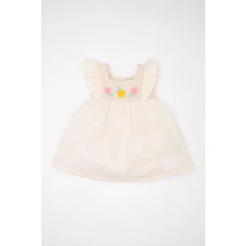 Defacto Baby Girl Floral Short Sleeve Muslin Dress