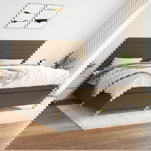  The Living Store Box spring postelja z vzmetnico temno rjava 160x200 cm blago - Box Spring Postelja, (21444431) Slike