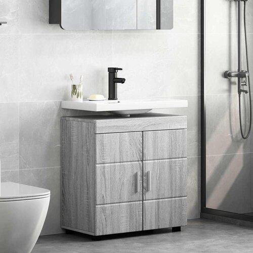 VidaXL Ormarić za umivaonik Sivi hrast sonoma 60 x 34 x 63 cm Slike