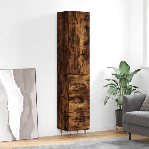  Visoka komoda dimljeni hrast 34,5x34x180cm konstruiranog drva Cijene