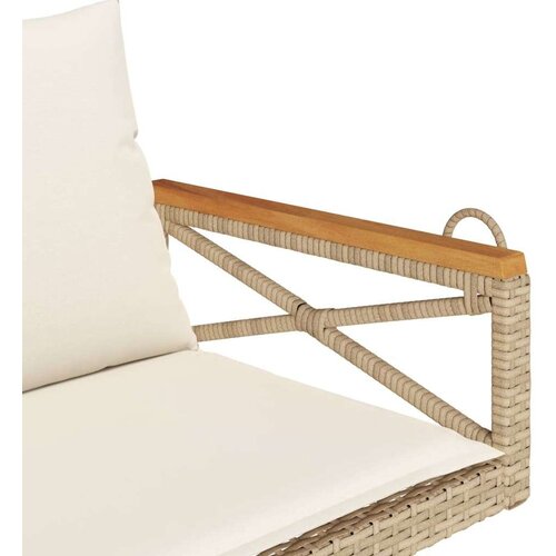 VidaXL Klupa za ljuljanje s jastucima bež 109x62x40 cm od poliratana Slike
