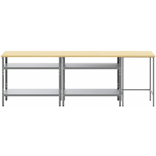  Set radnog stola 3 pcs Bež i siva Čelik s prahom premazan Slike