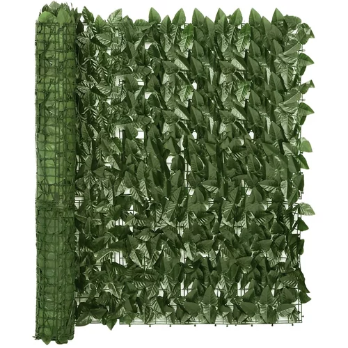 vidaXL Balkonsko platno s temno zelenim listjem 300x100 cm