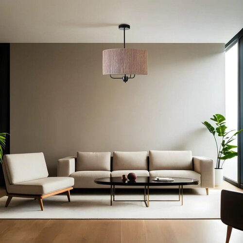 Opviq bambu 04 abajurlu 3 Lü Sarkıt avize brownblack chandelier Slike