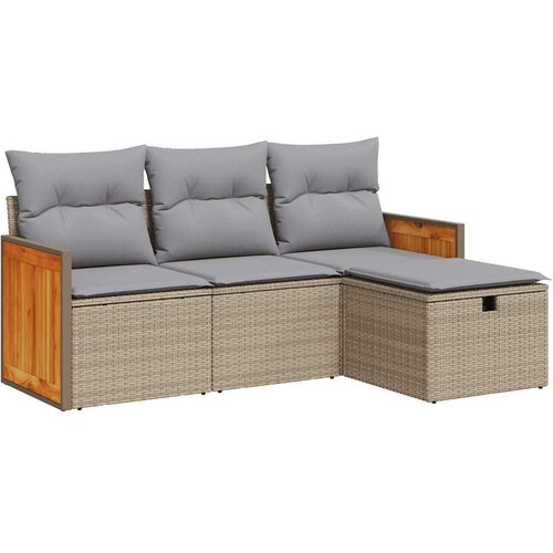 VidaXL 4-dijelni set vrtnih sofa s jastucima bež od poliratana Slike