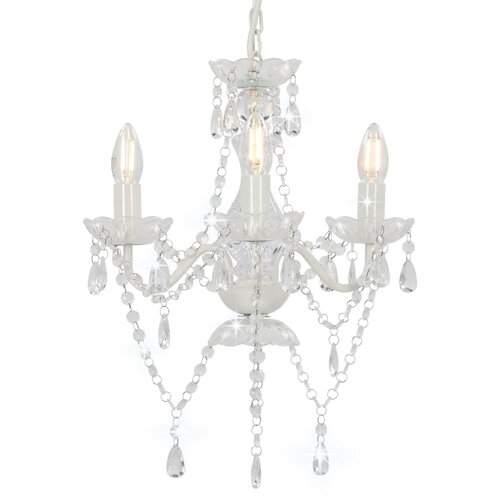VidaXL Lestenec s kroglicami bel okrogel 3 x E14 Slike