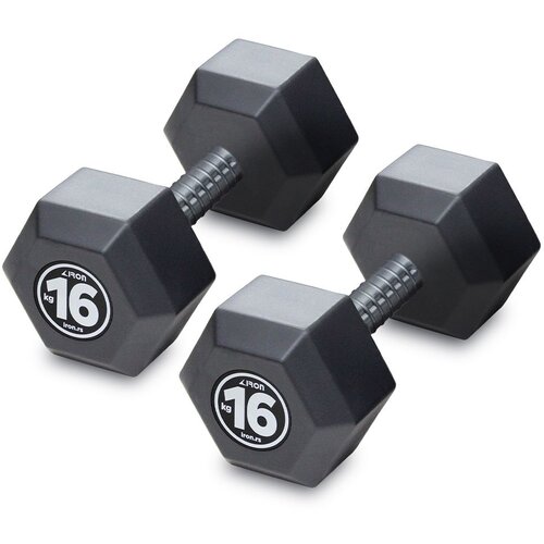 IRON SPORT set Plastični HEX Tegovi – Bučice set 32kg ( 2 x 16kg ) sa čeličnim ojačanjem sredine Cene
