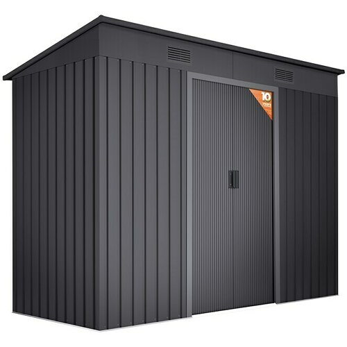 Hoggar Spremi&amp;scaron;te Oulu Dark (Vanjska &amp;scaron;irina uklj. krovni prevjes: 238 cm, Vanjska dubina uklj. krovni prevjes: 130 cm, Čelik, Siva) Slike