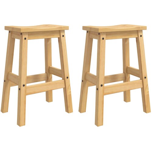  Barski stol 2 pcs Medeni vosak 44 x 30 x 63 cm Čvrsta bor Slike