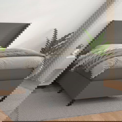 VidaXL Box spring postelja z vzmetnico siv 100x200 cm umetno usnje Slike