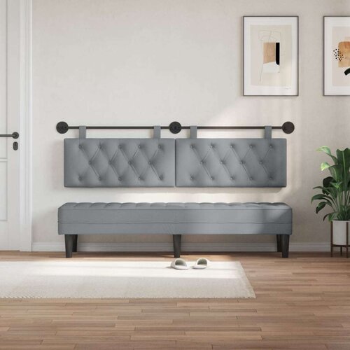  Držeće uzglavlje Zidne Svijetlo siva 170 x 55 x 7 cm tkanina - Svjetlosiva 160 cm bez LED Slike