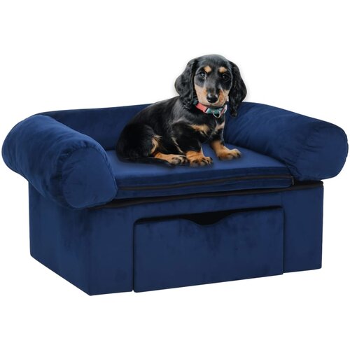 VidaXL Sofa za pse s ladicom plava 75 x 50 x 38 cm pli&amp;scaron;ana Slike