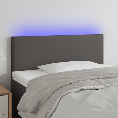 VidaXL LED uzglavlje sivo 100 x 5 x 78/88 cm od umjetne kože Slike