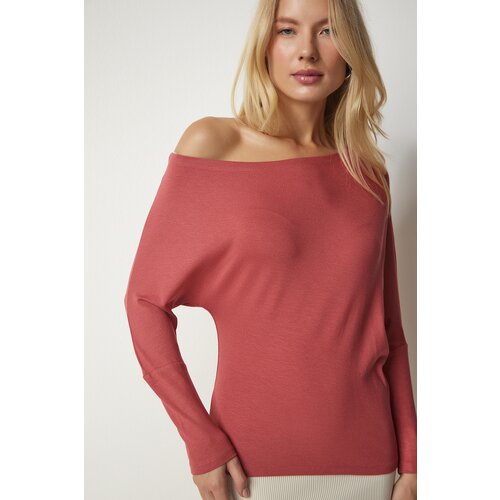  Women's Dried Rose Boat Neck Knitwear Blouse Cene