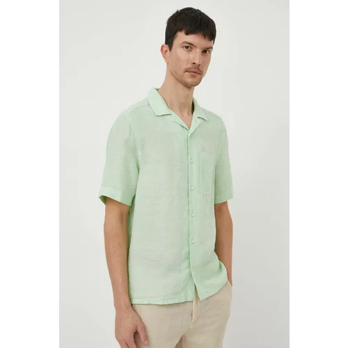 Calvin Klein Lanena srajca zelena barva