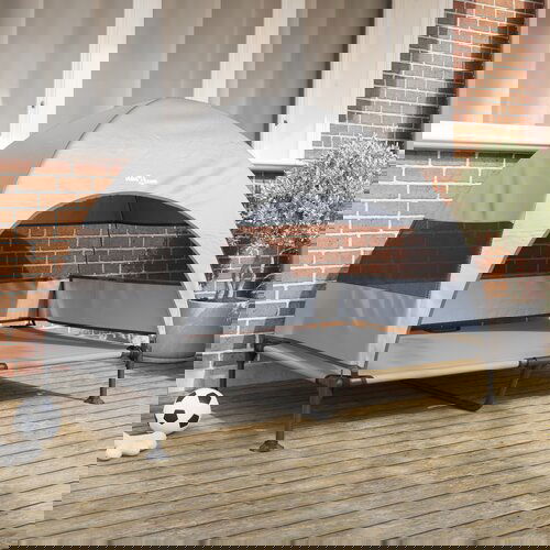 vidaXL Dvignjena postelja za pse s snemljivo streho srebrno siva XL jeklen okvir Cene