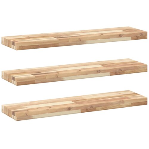 VidaXL Plutajuće police 3 kom 100x20x4 cm Neobrađeno puno drvo akacije - Prirodna 100 x 20 x 4 cm 3 1 Slike