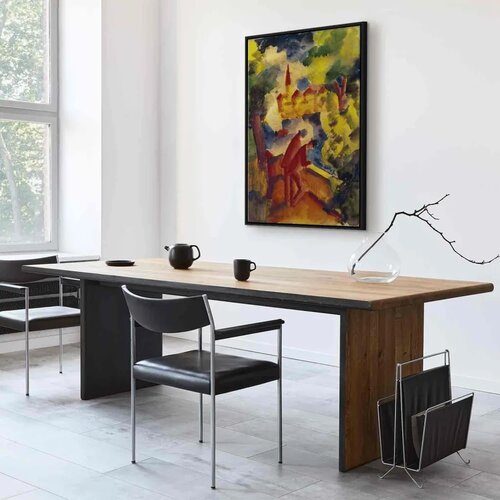  Slika - August Macke &amp;ndash; Men on the Road by the Lake 60x90 U crnom drvenom okviru Slike