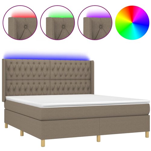 VidaXL Krevet box spring s madracem LED smeđesivi 160x200 cm tkanina Slike