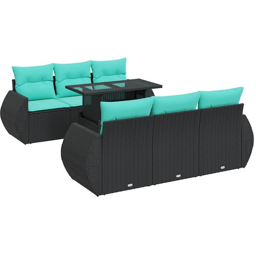  7-dijelni set vrtnih sofa od poliratana s jastucima crni bagrem Slike