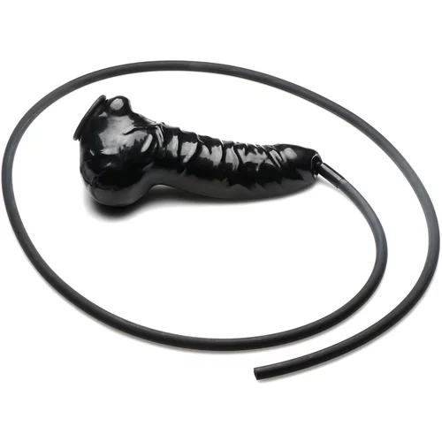 Master Series Guzzler Realistic Latex Penis Sleeve with Hose - Black