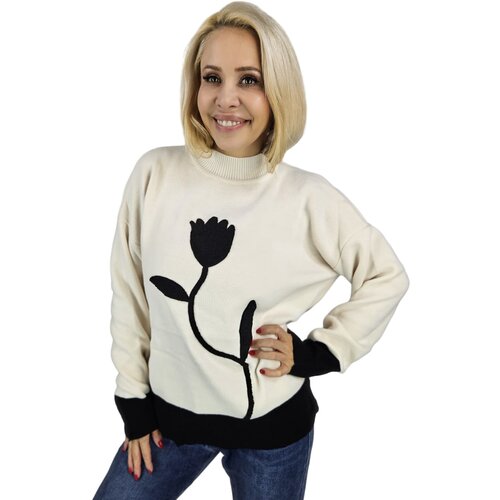 Pri Women's sweater half turtleneck warm flower print autumn winter ROSELYN Cijene