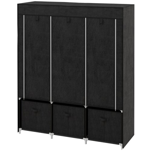Nesta Zložljiva garderobna omara, črna, netkan tekstil, 3 predali, 125&times;43&times;162,5 cm, za shranjevanje oblačil, (5000493214) Cene