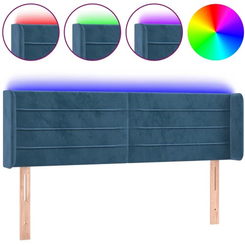 Maison Chic led posteljno vzglavje - vzglavna omarica - nočna omarica temno modro 147x16x78/88 cm žamet, (21711432) Slike