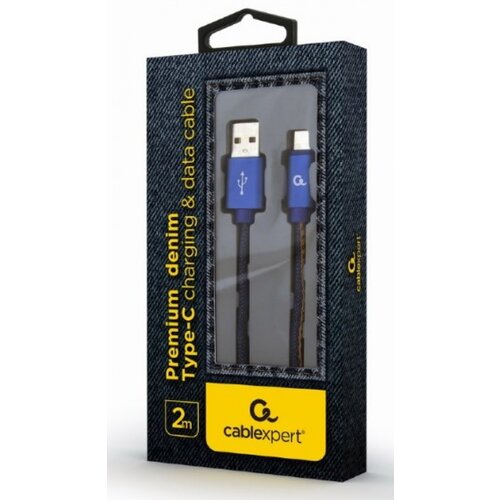 Gembird CC-USB2J-AMCM-2M-BL premium jeans (denim) type-c usb cable with metal connectors, 2 m, blue Cene